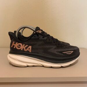 Hoka Clifton 9 Black Running Comfort Athletic Women’s Shoes Size 6.5
